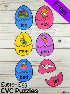 easter egg puzzles for kids to practice the word's in their own letters and numbers