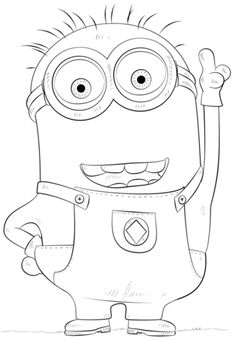 a cartoon minion with one hand in the air