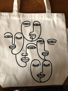 Canvas Bag Ideas Design, Drawing On Bags Ideas, Bag Ideas Design, Canvas Bag Ideas, Tote Bag Drawing Ideas, Totebag Painting Ideas