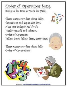 the order of operations song is shown with an older person and music notes behind it