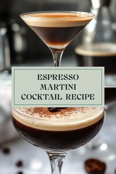 A stylish Espresso Martini recipe pin featuring an elegant cocktail glass and ingredients. This pin showcases the rich flavor of the popular espresso martini drink, promising an energizing experience with coffee and vodka. Espresso Vodka, Classic Margarita Recipe, Mint Mojito, Coffee Liqueur, Quiet Evening, Classic Margarita, Baileys Irish, Chocolate Lava Cake, Party Punch