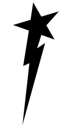 a black and white image of a star with a lightning bolt on it's side