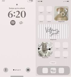 an iphone screen with a teddy bear on it's side and the numbers 6 20