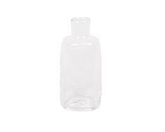 an empty glass bottle on a white background