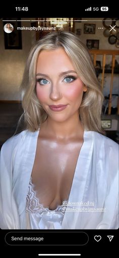 Bridesmaids Make Up Natural, Doe Eye Wedding Makeup, Matron Of Honor Makeup Ideas, Wedding Makeup Inspo Blue Eyes, Red Hair Bridal Makeup, Bridesmaid Makeup Blonde Hair Blue Eyes, Bridal Make Up Blonde Blue Eyes, Wedding Makeup For Small Eyes, Blonde Hair Blue Eye Makeup