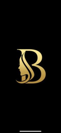 the letter b is made up of gold and black letters with a woman's face