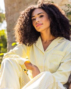 This pajama set is classic and never goes out of style. Gingham print dating back to the 17th century is a staple. This classic pajama set is accented with white piping and finished with pearl buttons. The fabric is made from 100% of the finest quality cotton. It is yarn-dyed to prevent fade and brushed for added softness, making the sleepwear feel absolutely luxurious, getting cozier with each wash. You will be tucked in luxury and off to dreamland. Bonne nuit. Gingham Long Sleeve Sleepwear For Loungewear, Long Sleeve Gingham Sleepwear For Loungewear, Spring Plaid Sleepwear, Gingham Sleepwear For Spring Bedtime, Spring Gingham Sleepwear For Bedtime, Gingham Sleepwear For Bedtime In Spring, Gingham Sleepwear With Relaxed Fit For Loungewear, Relaxed Fit Gingham Sleepwear For Loungewear, Classic Sleepwear For Pajama Party In Spring