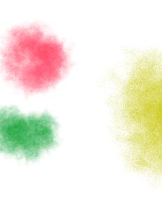 three different colored powdered objects are shown in this image, one is red and the other is green