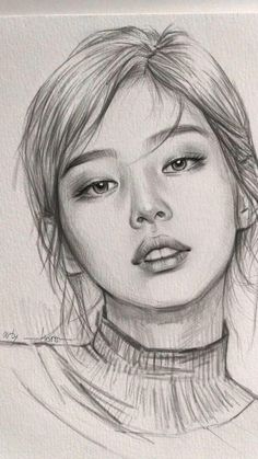 a pencil drawing of a woman's face