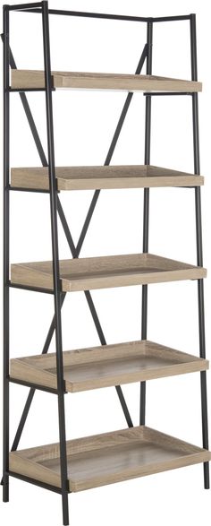 Safavieh Joel Retro Mid Century 5 Tier Etagere Oak and Black Furniture Tall Dark And Handsome, Dark And Handsome, Pastel Room, Etagere Bookcase, Wood Bookcase, Vintage Paris, Wooden Crates, Rustic Bedroom, Ladder Bookcase