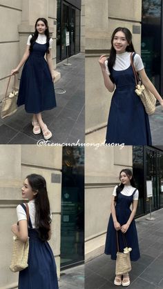 Modest Asian Outfits, Korean Style Dress Casual, Ootd Korean Style Dress, Korean Skirt Outfits, Skirt Outfits Korean, Modest Girly Outfits, Ootd Korean Style, Rok Outfit, Simple Style Outfits