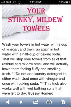 a cell phone with the text your stinky, mildew towels