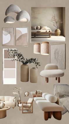 Japandi Minimalist Interior, Trending Living Rooms For 2024, Minimalistic Mood Board, Living Room Trends 2024, Taupe Wall Color, Wabi Sabi Moodboard, Mood Board Minimalist, Wabi Sabi Interior Living Rooms, Japandi Interior Design Living Room