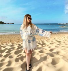 *The peshtemal beach wear  produced from 100% organic cotton. *Suitable for indoor and outdoor using. You can use it as bath robe also. *100% handmade *There is one pocket on right side of cover-up. BEACH ROBE  Length: 105 cm/ 41,3'' Width: 70 cm/ 27,5'' Care and Washing Instructions -Machine wash max 30 degrees.(Celcius) -Tumble dry is possible. -Do not bleach. Pool Party Gift, Pool Dress, Beach Kimono, Organic Bath Products, Blue Coral, Women's Cover Up, Swimwear Cover Ups, Coral Blue, Kimono Dress