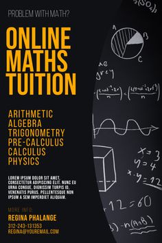 an advertisement for the online math course on blackboard with white writing and yellow lettering