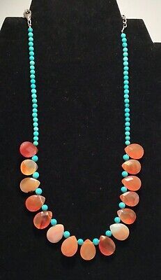 Carolyn Pollack 925 Native Tribal Southwestern Turquoise Agate Necklace 19" *  | eBay Bohemian Faceted Turquoise Necklaces, Faceted Turquoise Bohemian Necklaces, Bohemian Faceted Turquoise Necklace, Faceted Turquoise Bohemian Necklace, Bohemian Turquoise Faceted Necklace, Torquise Jewelry, Trendy Beaded Necklace, Turquoise Coral Jewelry, Turquoise Jewelry Necklace