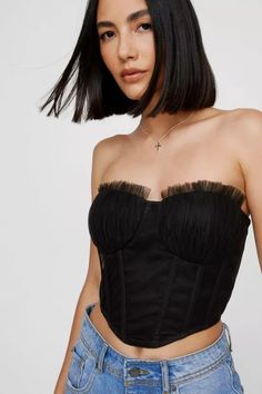 Tulle Lace Up Back Corset Top | Nasty Gal Chic Bandeau Tube Top With Boned Bodice, Chic Boned Bodice Bandeau Tube Top, Chic Summer Tube Top For Prom, Chic High Waist Tube Top For Date Night, Chic High-waist Tube Top For Date Night, Chic Tube Top With Boned Bodice For Night Out, Spring Prom Tube Top, Spring Tube Top With Corset Back And Sweetheart Neckline, Chic Boned Bodice Tube Top For Night Out