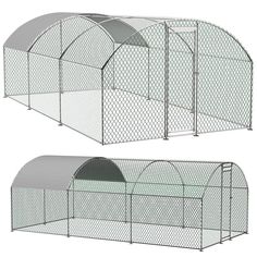 two different views of a dog kennel