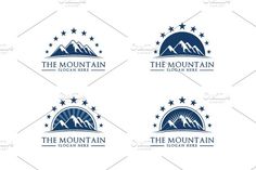 four logos for the mountain with mountains and stars