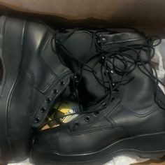 Used. Various Sizes. Steel Toe Heavy Duty Boots Black Steel Toe Lace-up Work Boots, Black Gore-tex Steel Toe Work Boots, Military Combat Boots With Steel Toe, Military Steel Toe Work Boots, Military Steel Toe Boots For Outdoor, Heavy Duty Boots, Combat Boots, Men's Shoes, Heavy Duty