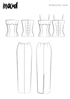 the front and back views of an unlined corset, which is also made from