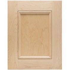 an unfinished cabinet door with wood grained paneling and a square opening in the middle