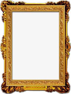 an ornate gold frame on a white background with clipping area for text or image