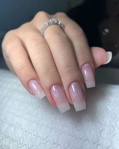 Realistic Gel Nails, Natural Realistic Acrylic Nails, Natural Nail Acrylic Classy, Natural Acrilyc Nails, Natural Nails For Work, Realistic Nails Acrylic, American Manicure Nails Acrylic, Clear Coat Nails