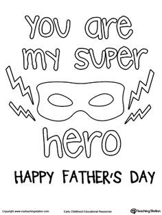 a father's day card with the words you are my super hero