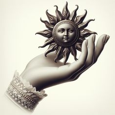 a drawing of a hand holding a sun