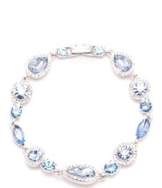 From Givenchy&#x2C; the Silver and Blue Stone Line Bracelet features:Line bracelet Silver-tone hardware Rhodium/blue&#x2C; brass&#x2C; zinc&#x2C; glassFold-over closure Approx. 7.25"&#x2C; 04" WImported. Light Blue Jewelry Set, Blue Gem Jewelry, Something Blue Bracelet, Silver Blue Jewelry, Blue Jewlery, Mia Outfits, Light Blue Jewelry, Light Blue Bracelet, Descendants Dr