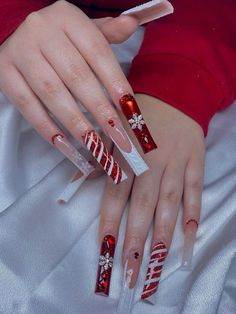 #Pinterest @pinterest #fashiontipstricks @fashiontipstricks #nails #Christmas #christmasnail Christmas Nails Charms, Red Winter Nails Acrylic, Christmas Nails Xl, Xl Christmas Nails, Present Nails Christmas, Christmas Nails Ideas Red, Red Christmas Nails Square, Red Christmas Acrylic Nails, Christmas Long Nails