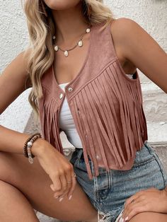 Normal Body, Fringe Vest, Suede Vest, Vest Coat, Vest Fashion, Down Vest, Boho Stil, Sleeveless Vest, Basic Style