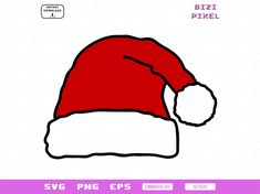 a santa hat with red and white trimmings on the side, in front of a