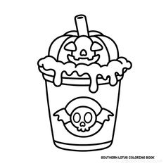 a halloween coloring book with an ice cream sundae