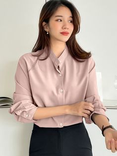 Soft Blouses Classy, Business Women Blouses, Womens Smart Shirt, Formal Blouses For Teens, Blue Office Shirt Women, House Parties, Look Rose, Formal Tops, Blouse Sale