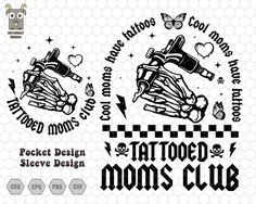 the tattoo club logo is shown in black and white, with an image of a motor bike