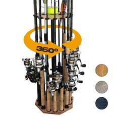 PRICES MAY VARY. 360-DEGREE ROTATION: Our fishing rod holder smoothly spins 360 degrees with no stops. Turn the holder to quickly access your fishing poles. Perfect for space-efficient storage in garages and basements or retail display in a fishing tackle shop. SECURE STORAGE: This fishing rod rack is designed to hold up to 16 fishing poles of any style, including inshore saltwater rods, trolling rods, fly fishing rods, or baitcasting combos. Its design ensures your rods are held without any risk of damage. VERSATILE GIFT FOR FISHING ENTHUSIASTS: This spinning floor rod rack complements any room: garage, man cave, or fishing cabin. A must-have, it serves as the perfect fishing gift for men, women, dads, husbands, or boyfriends on any special occasion. SUPERIOR STABILITY: Featuring a broad Diy Fishing Rod Holder, Fishing Pole Storage, Fishing Gear Storage, Fishing Pole Holder, Fishing Rod Storage, Fishing Rod Rack, Fishing Storage, Fishing Poles, Fishing Cabin