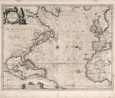 an old map of the british and irish islands, with lines drawn on it's sides