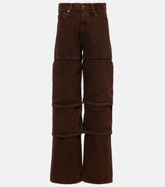 Layered high-rise wide-leg jeans in brown - Y Project | Mytheresa Jeans Brown, High Rise Wide Leg Jeans, Bottega Veneta Bags, Y Project, Layered Fashion, Gucci Accessories, Wide Leg Jeans, Designing Women, Leg Jeans