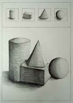 Still life, composition, geometric shape, Drawing, art Geometrical Shapes Shading, Shape Composition Art, Still Life Drawing Basic Shapes, Sketch Composition Ideas, Proportions Drawing Objects, Geometric Shapes Drawing Sketch, Basic Still Life Drawing, Simple Composition Drawing, Shape And Form Art Drawings