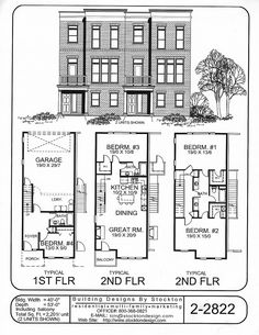 three story townhouse plan with two floors