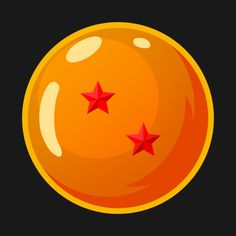 an orange with three red stars on it's side, in the center is a black background