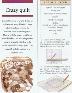 the instructions for how to make a crazy quilt