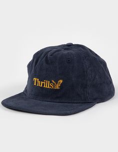 Thrills Workwear 5 Panel Corduroy Snapback Hat. Allover Corduroy 5 Panel Construction. Embroidery On Front. Flat Brim. Adjustable Snapback Closure. Woven Label At Closure. 100% Cotton. Machine Wash. Imported. Granola Flat Bill Hat, Vintage Corduroy Cap, Corduroy Hat, Flat Bill Hats, Flat Brim Hat, 5 Panel Hat, Hats Snapback, Vintage Fits, Vintage Hat