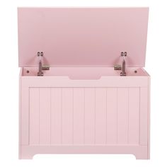 a pink wooden bench with two sinks on the front and back sides, against a white background