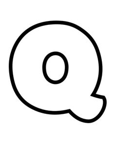 the letter q is shown in black and white, with an oval shape at the bottom