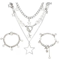 Kawaii, Cute Necklaces Aesthetic, Grunge Necklaces, 2000s Jewelry, Necklaces Aesthetic, Grunge Necklace, Emo Jewelry, Silver Star Necklace, Necklace Drawing