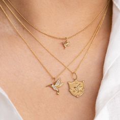 Gold & Diamond Tiny Hummingbird Charm – Sydney Evan Gold Hummingbird, Gold Ball Chain, Sapphire Eyes, Saturn Necklace, Hummingbird Necklace, Hand Chain Bracelet, Face Necklace, Bezel Necklace, Rainbow Necklace