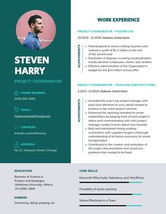 Project Coordinator Resume Template  Visme Best Free Resume Templates, Project Coordinator, Artist Resume, Minimal Resume Template, Free Resume Templates, Sample Resume Templates, Minimal Resume, Clean Resume Template, Infographic Resume